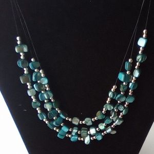 Beautiful 3 stranded Pearl Chip Beaded Necklace.